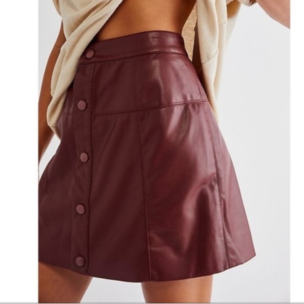 FP maisie button front faux leather mini skirt